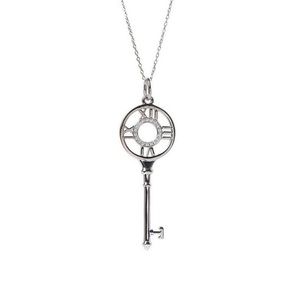 Tiffany & Co. Diamond Atlas 18k White Gold Key Pendant Necklace